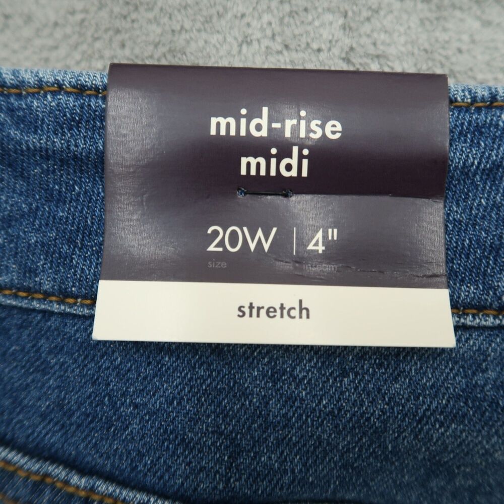 AVA VIV Denim Shorts Womens Size 20W Blue Mid-Rise Button Fly Stretch 4"-Inseam - Picture 12 of 13